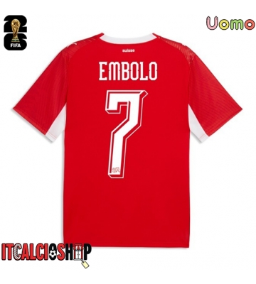 Svizzera Breel Embolo #7 Prima Maglia Mondiali 2026 Manica Corta